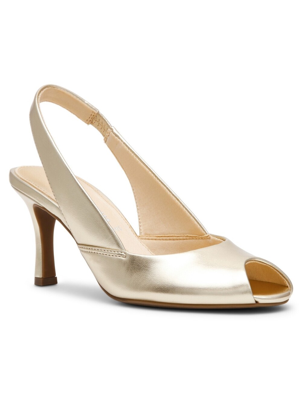 Anne Klein Jovi Women Shoes Peep Toe Slingback Pumps Gold 7.5